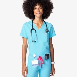 Limited Edition Neon Blue Figs Scrub Top